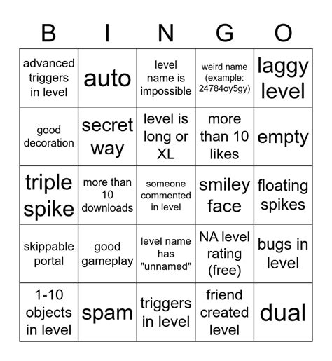 Recent Tab Bingo (Geometry Dash) Bingo Card .